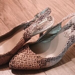 Banana Republic Snake-Print Slingback Heels - Taupe